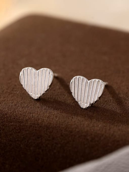 ES2507 [99 Silver Love] 925 Sterling Silver Heart Cute Stud Earring
